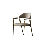 Modern Curved Back Faux Leather Upholstered Dining Chair Image - 3