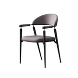 Modern Curved Back Faux Leather Upholstered Dining Chair Image - 4