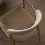 Modern Curved Back Faux Leather Upholstered Dining Chair Image - 7