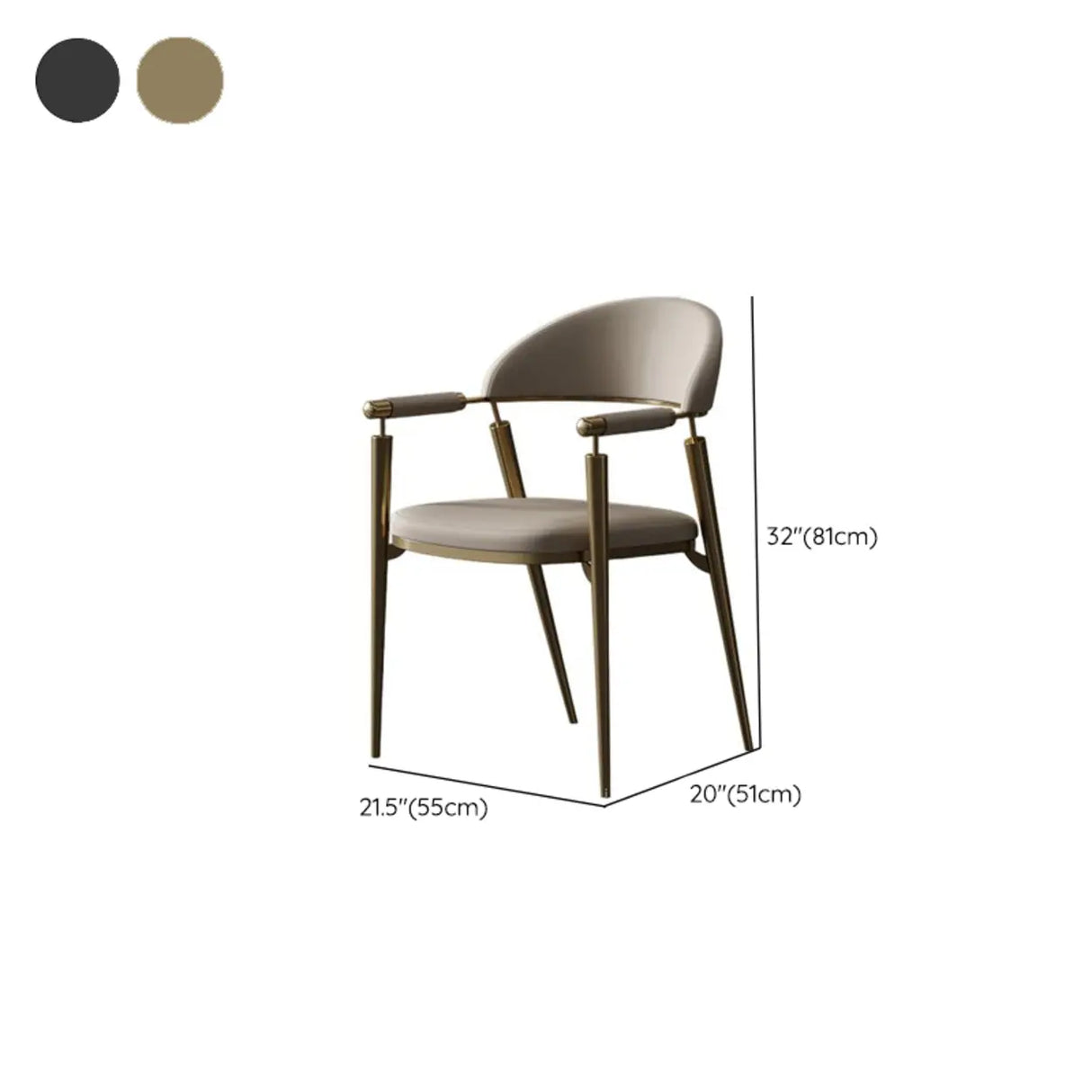 Modern Curved Back Faux Leather Upholstered Dining Chair 