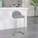 Modern Curved Back Leather Upholstered Bucket Counter Bar Stool Image - 11