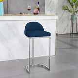 Modern Curved Back Leather Upholstered Bucket Counter Bar Stool Image - 14