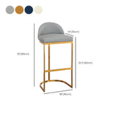 Modern Curved Back Leather Upholstered Bucket Counter Bar Stool #size