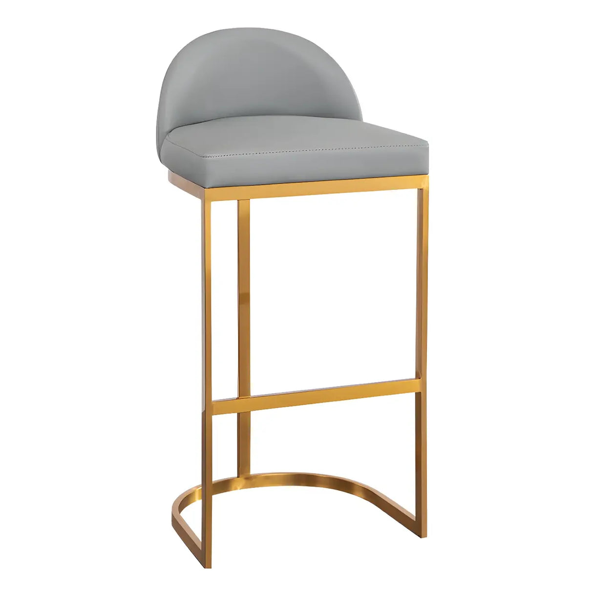 Modern Curved Back Leather Upholstered Bucket Counter Bar Stool Image - 6