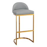 Modern Curved Back Leather Upholstered Bucket Counter Bar Stool Image - 6