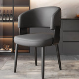 Modern Curved Back Upholstered Dining Chair with Metal Legs Image - 10