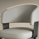 Modern Curved Back Upholstered Dining Chair with Metal Legs Image - 14