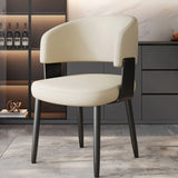 Modern Curved Back Upholstered Dining Chair with Metal Legs Image - 19