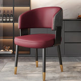 Modern Curved Back Upholstered Dining Chair with Metal Legs Image - 20