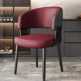 Modern Curved Back Upholstered Dining Chair with Metal Legs Image - 3