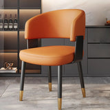 Modern Curved Back Upholstered Dining Chair with Metal Legs Image - 5
