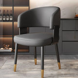 Modern Curved Back Upholstered Dining Chair with Metal Legs Image - 7