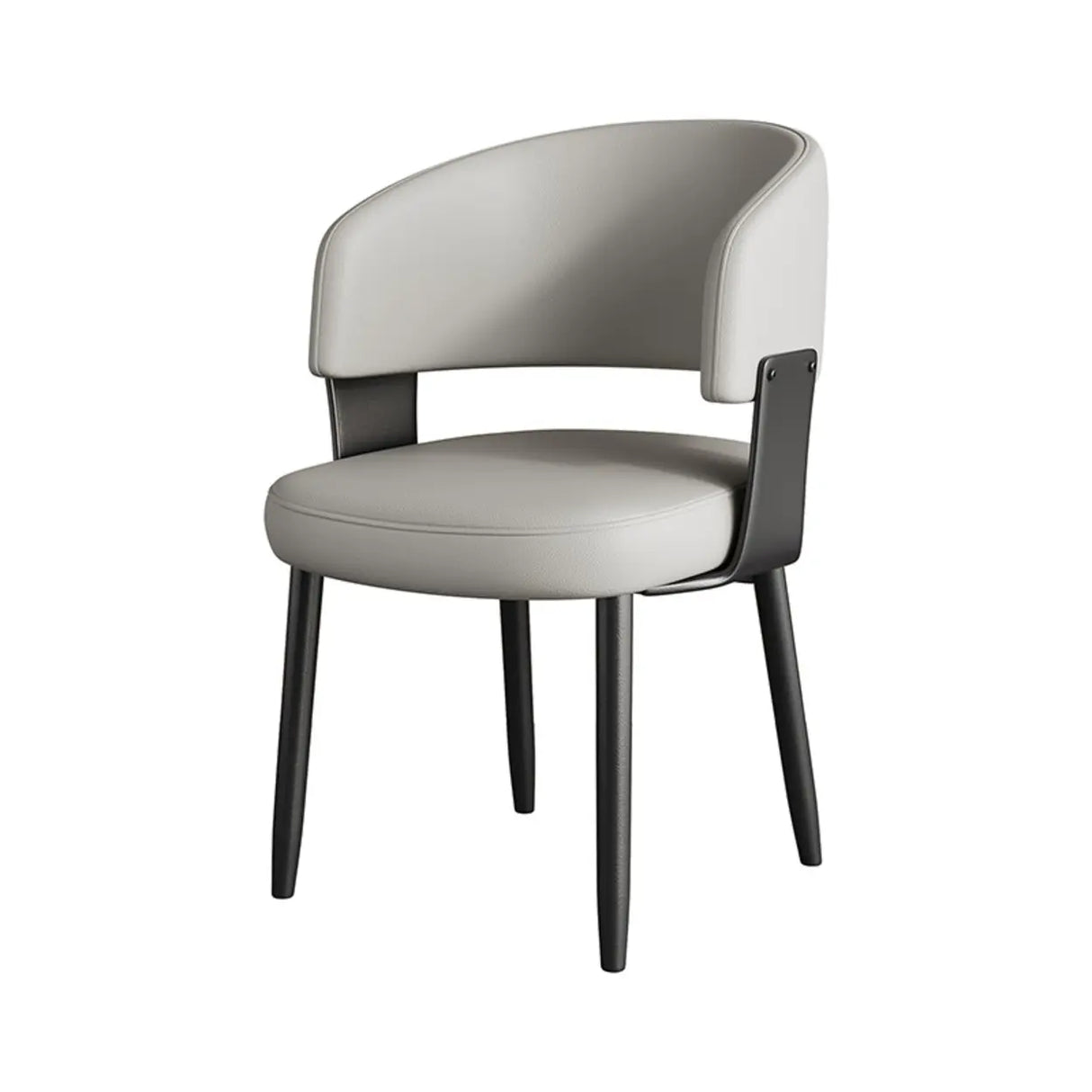 Modern Curved Back Upholstered Dining Chair with Metal Legs Image - 9