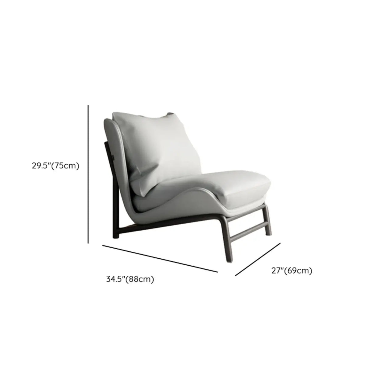 Modern Curved Leather  Removable Pillow Back Accent Chair Image - 14