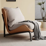 Modern Curved Leather  Removable Pillow Back Accent Chair Image - 5