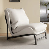 Modern Curved Leather  Removable Pillow Back Accent Chair Image - 9