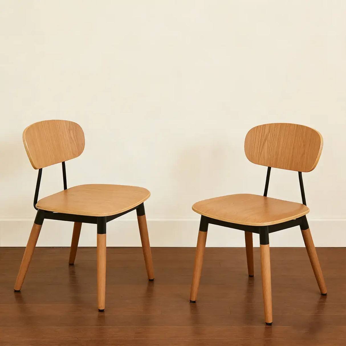Modern Curved Open-Back Armless Dining Chair Image - 11