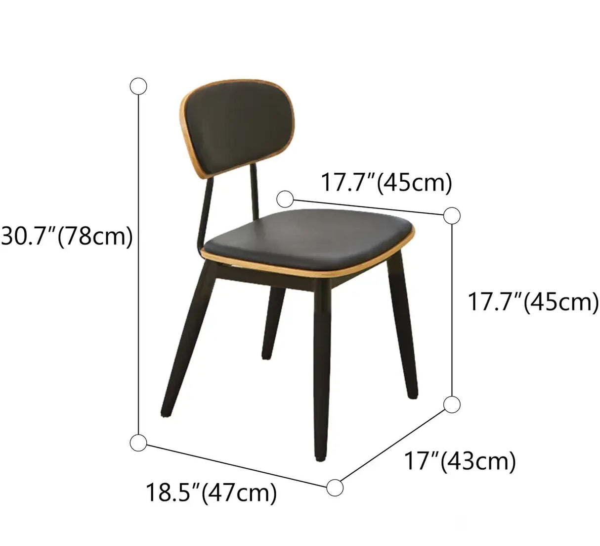 Modern Curved Open-Back Armless Dining Chair 