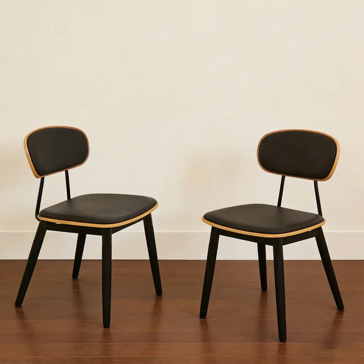 Modern Curved Open-Back Armless Dining Chair Image - 9