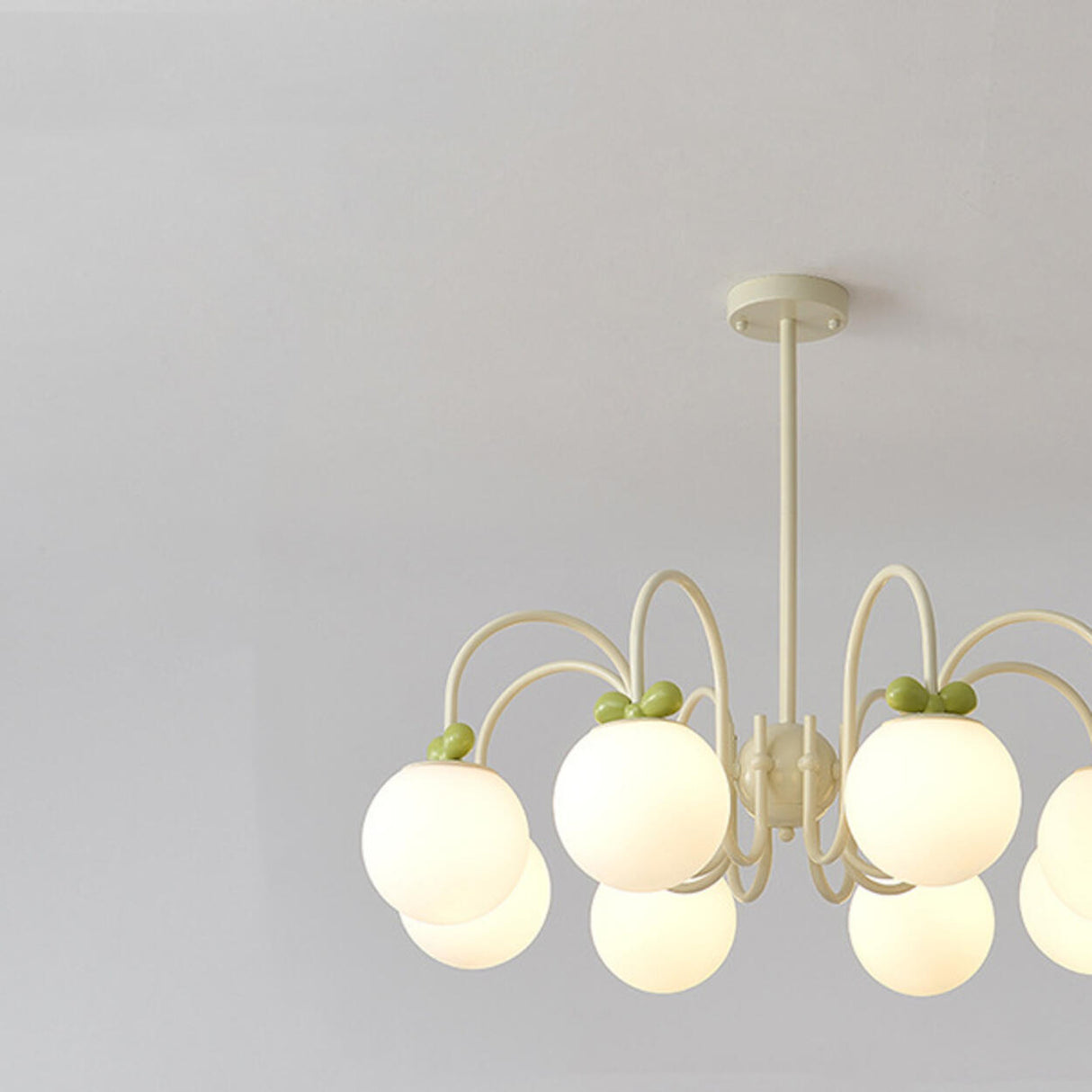 Modern Cute White Glass Globes Green Bow Chandelier Image - 11