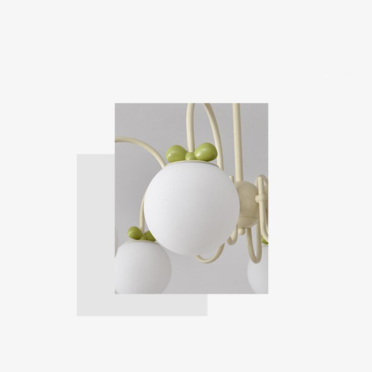 Modern Cute White Glass Globes Green Bow Chandelier Image - 12