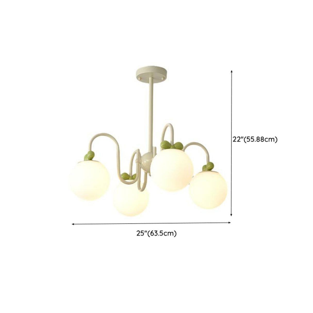 Modern Cute White Glass Globes Green Bow Chandelier 
