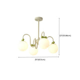 Modern Cute White Glass Globes Green Bow Chandelier #size