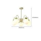 Modern Cute White Glass Globes Green Bow Chandelier Image - 16
