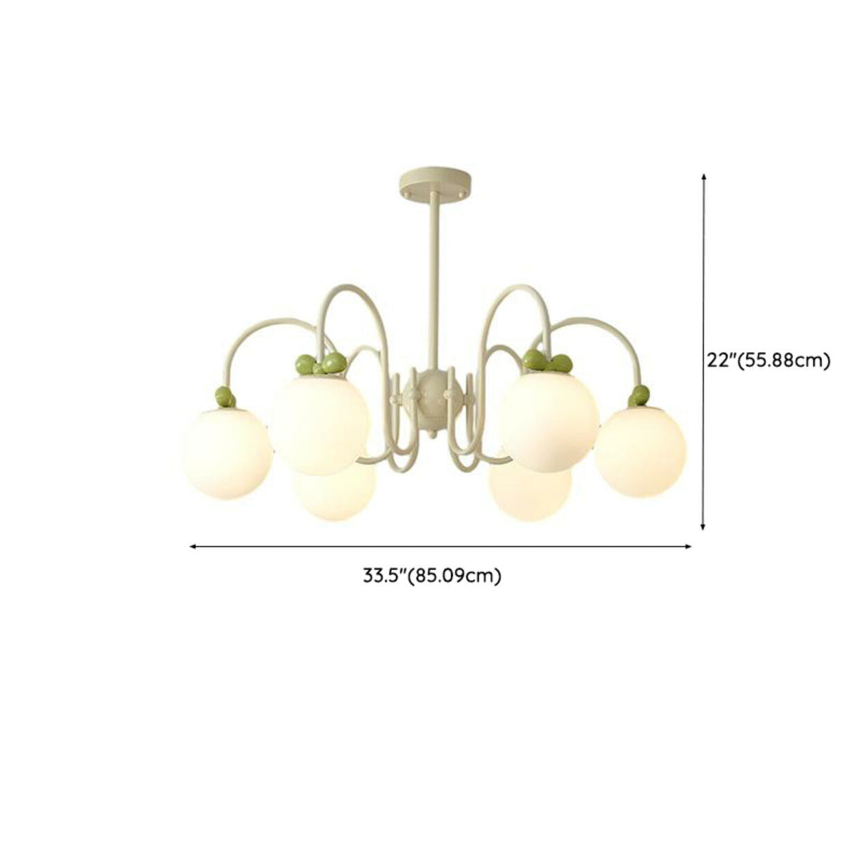Modern Cute White Glass Globes Green Bow Chandelier Image - 17