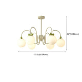 Modern Cute White Glass Globes Green Bow Chandelier Image - 17