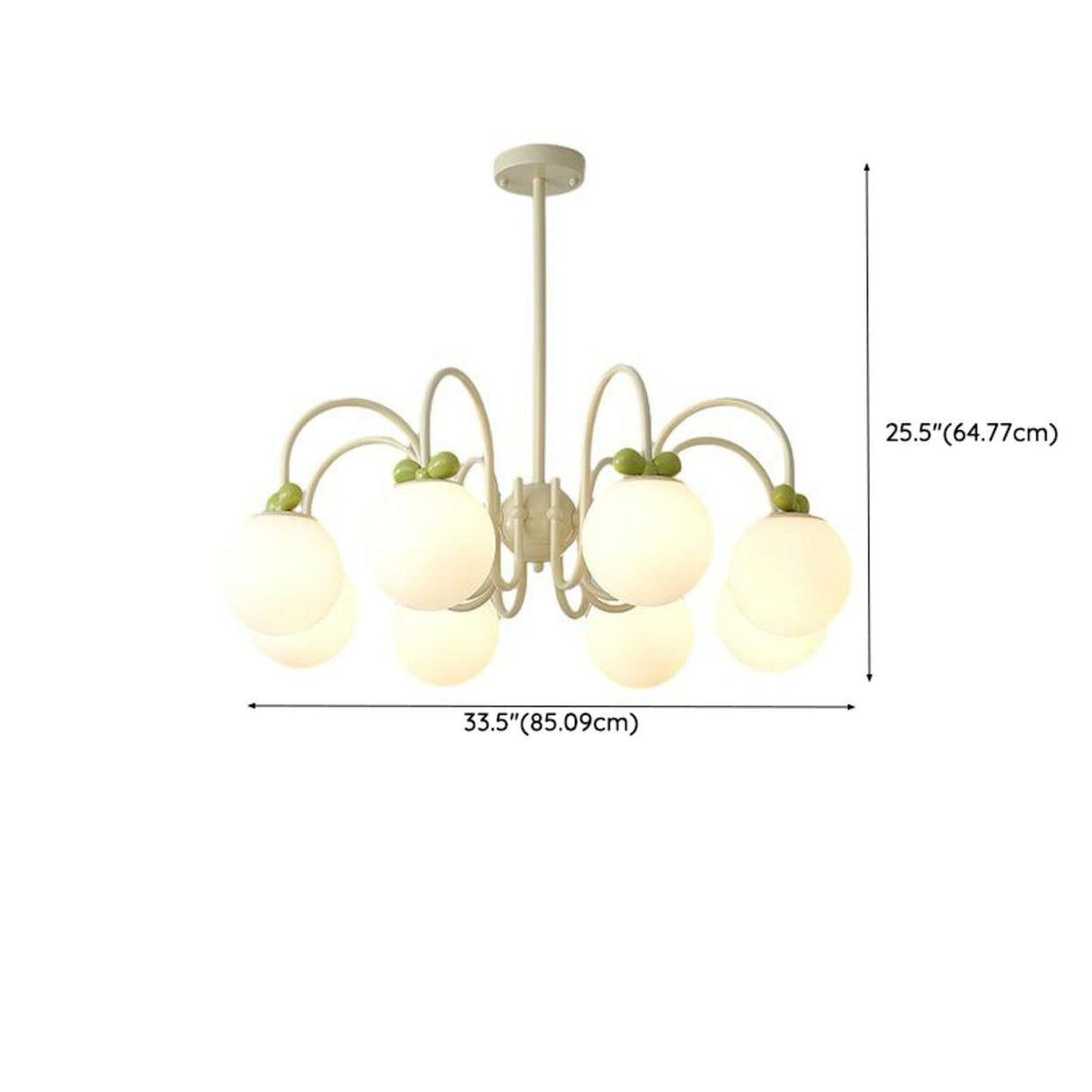 Modern Cute White Glass Globes Green Bow Chandelier Image - 18
