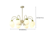 Modern Cute White Glass Globes Green Bow Chandelier Image - 18