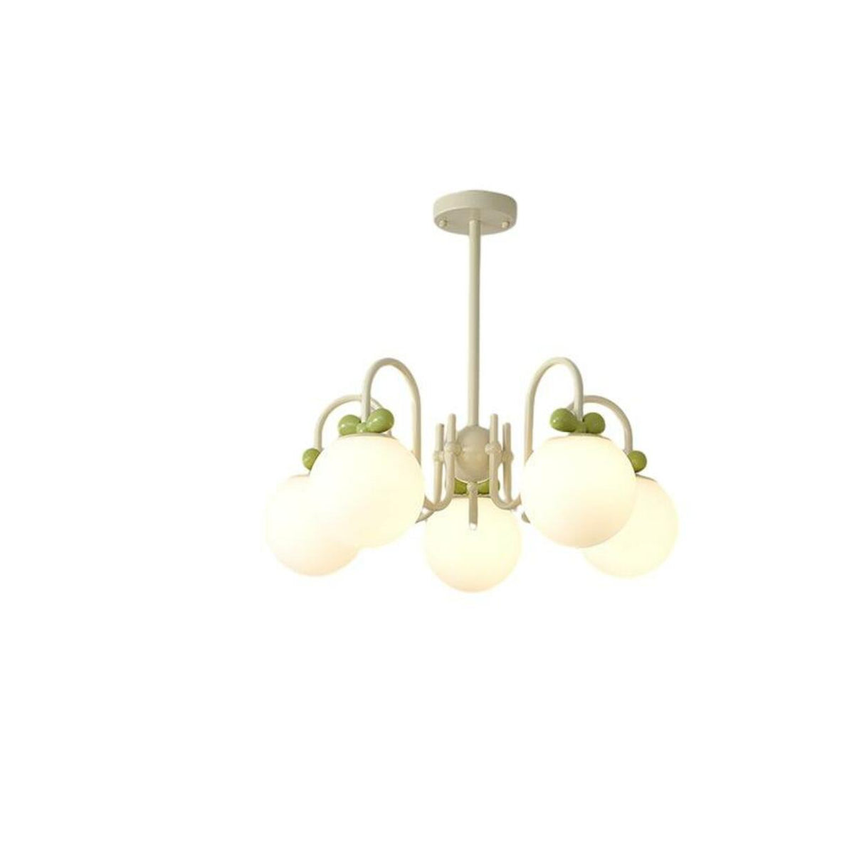 Modern Cute White Glass Globes Green Bow Chandelier Image - 3