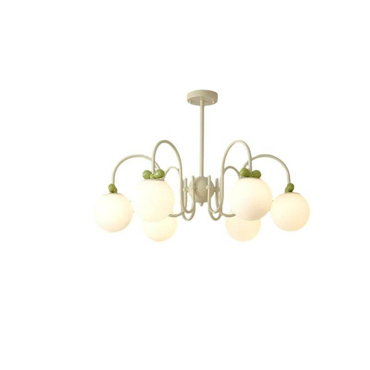 Modern Cute White Glass Globes Green Bow Chandelier Image - 5