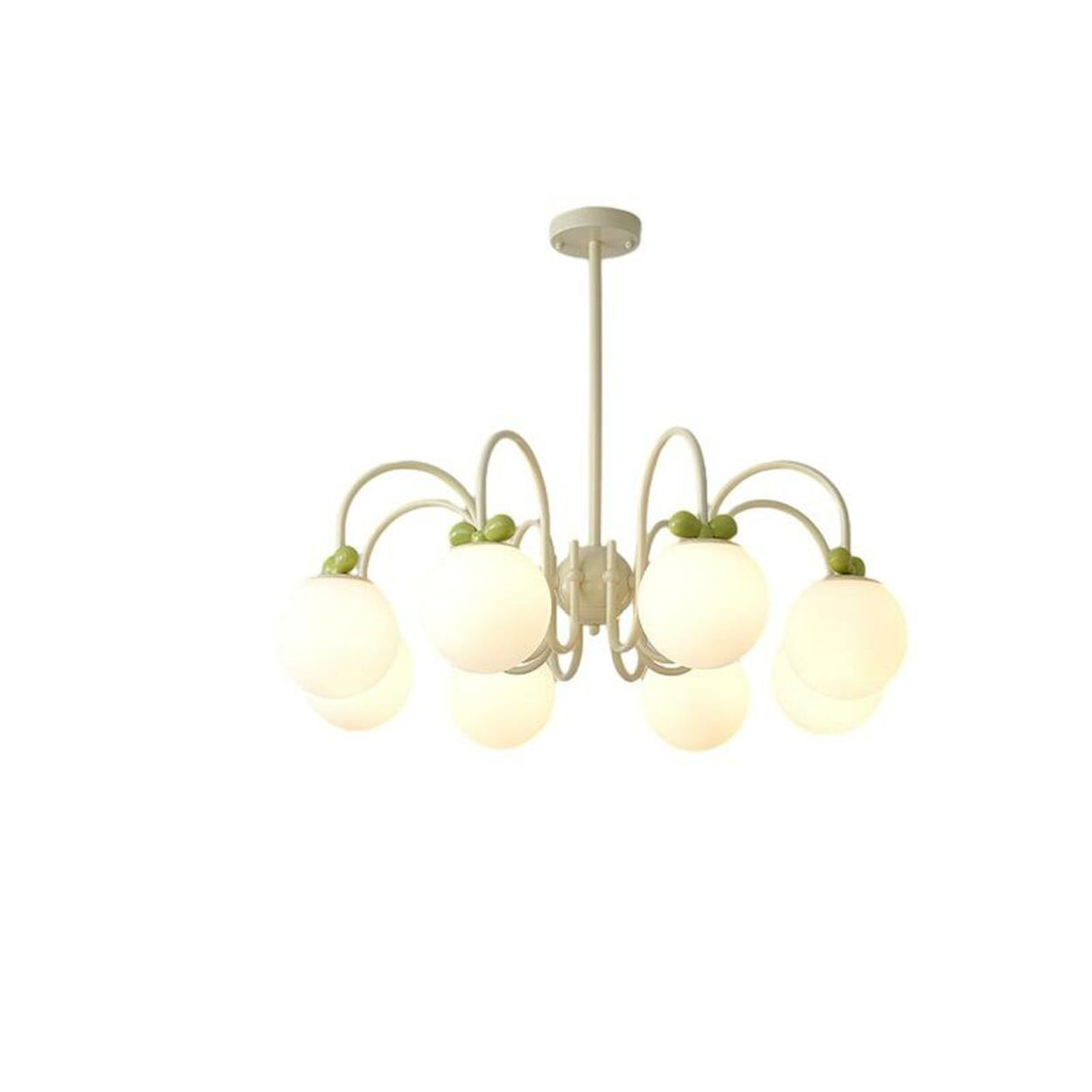 Modern Cute White Glass Globes Green Bow Chandelier Image - 7
