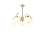 Modern Cute White Glass Globes Green Bow Chandelier Image - 9