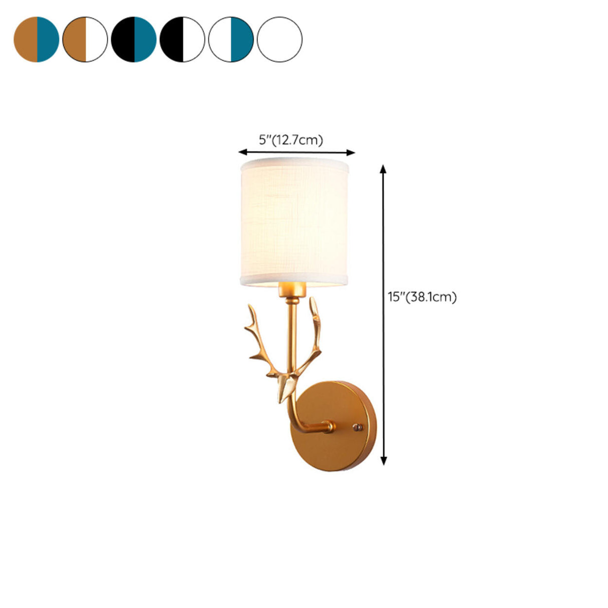 Modern Cylinder Fabric Antler Bedside Wall Sconce 