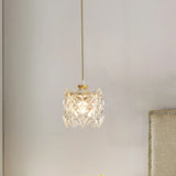 Modern Cylindrical Cube Clear Glass Pendant Light Image - 5