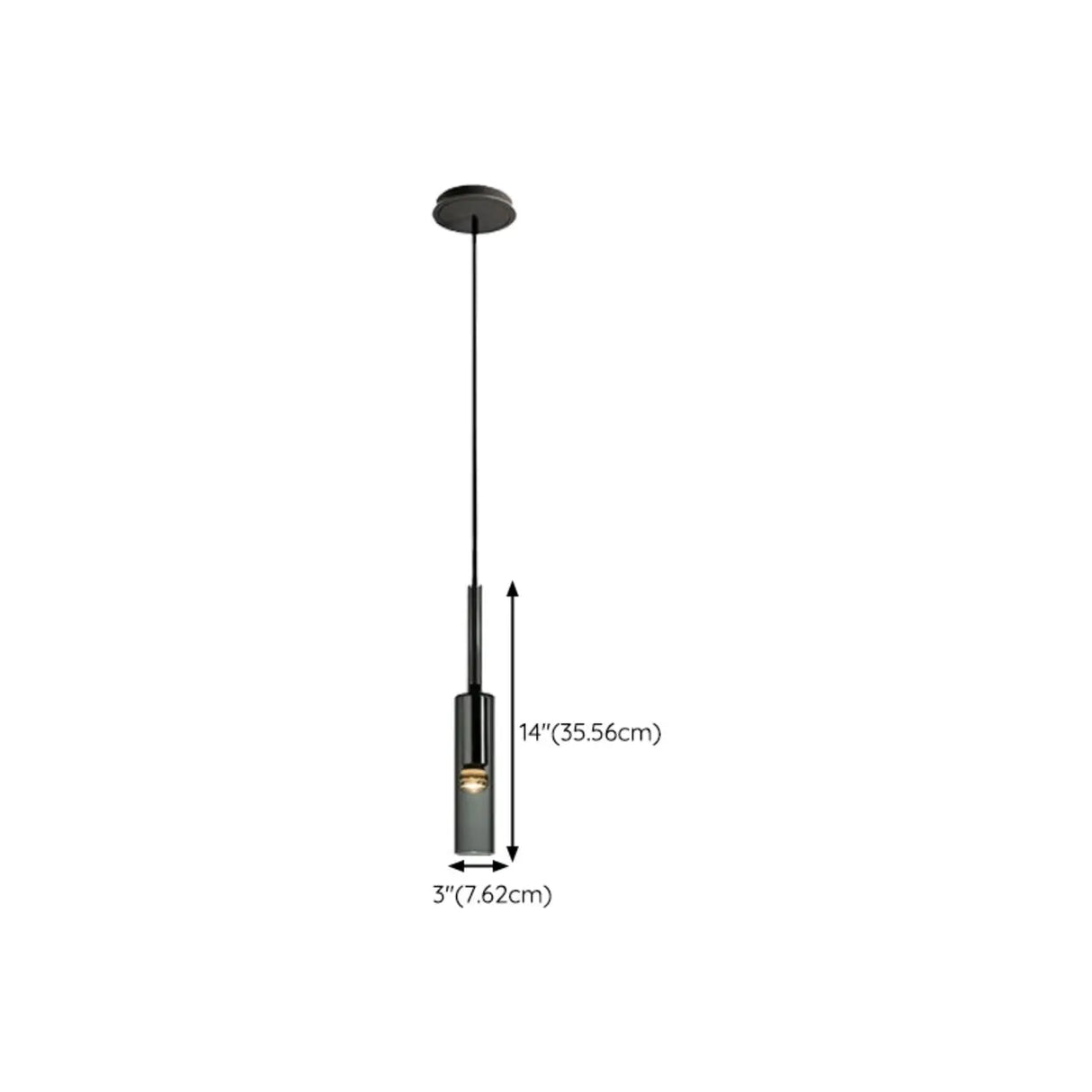 Modern Cylindrical Glass Pendant Light for Kitchen Black 