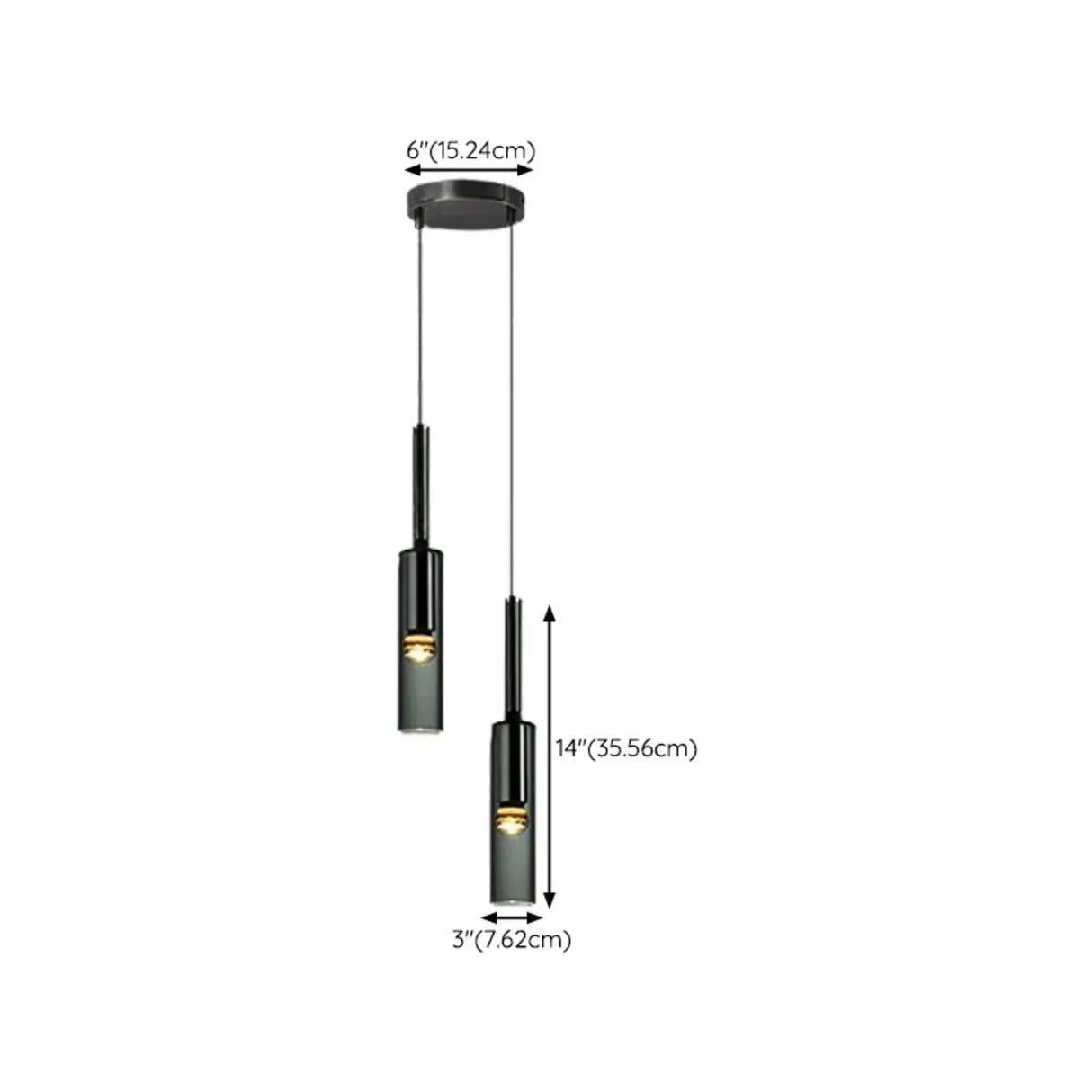 Modern Cylindrical Glass Pendant Light for Kitchen Black Image - 20