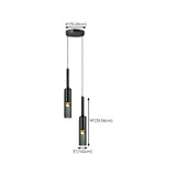 Modern Cylindrical Glass Pendant Light for Kitchen Black Image - 20