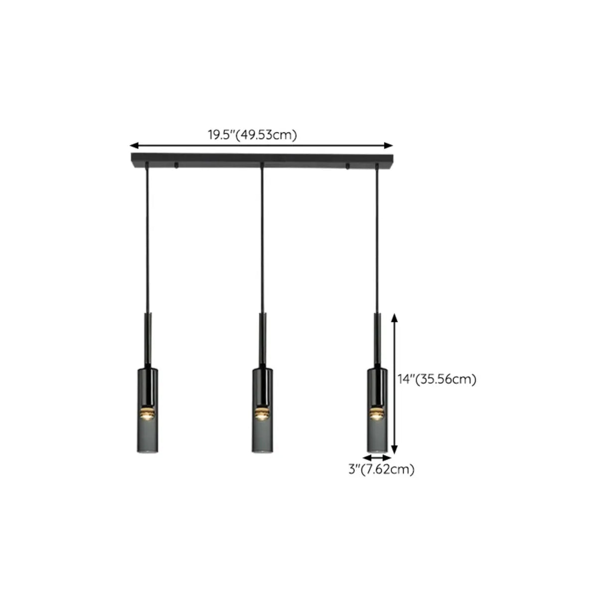 Modern Cylindrical Glass Pendant Light for Kitchen Black Image - 22
