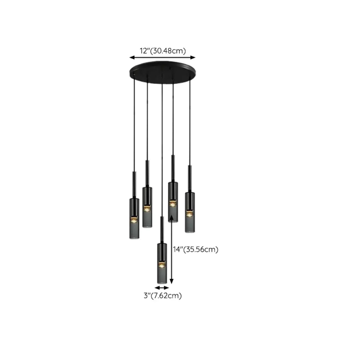 Modern Cylindrical Glass Pendant Light for Kitchen Black Image - 23
