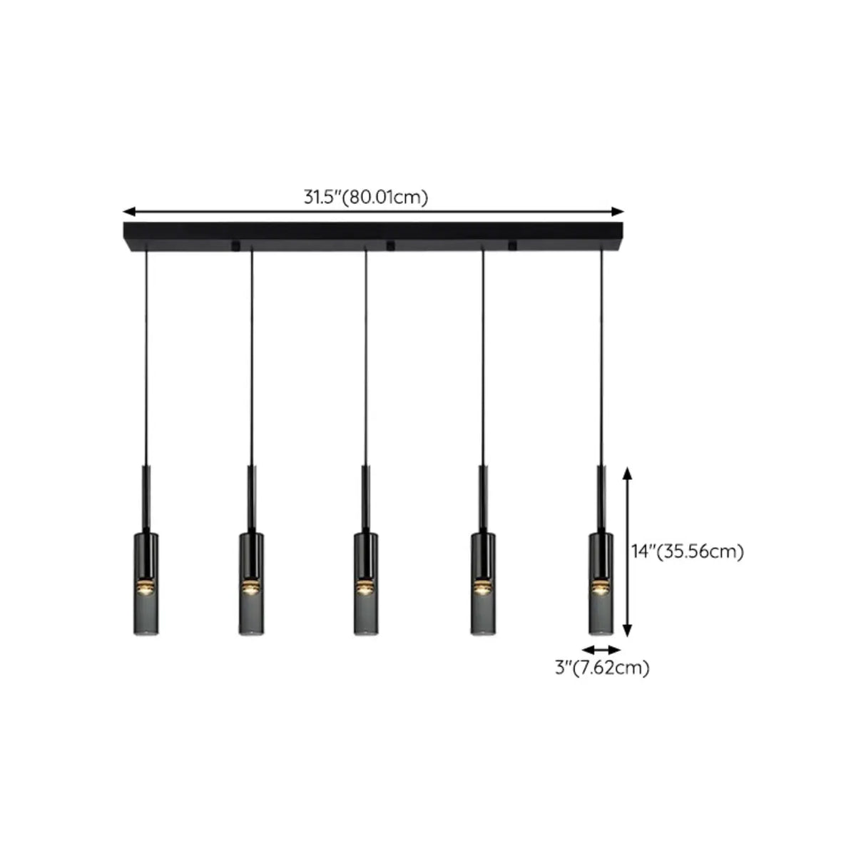 Modern Cylindrical Glass Pendant Light for Kitchen Black Image - 24
