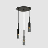 Modern Cylindrical Glass Pendant Light for Kitchen Black Image - 8