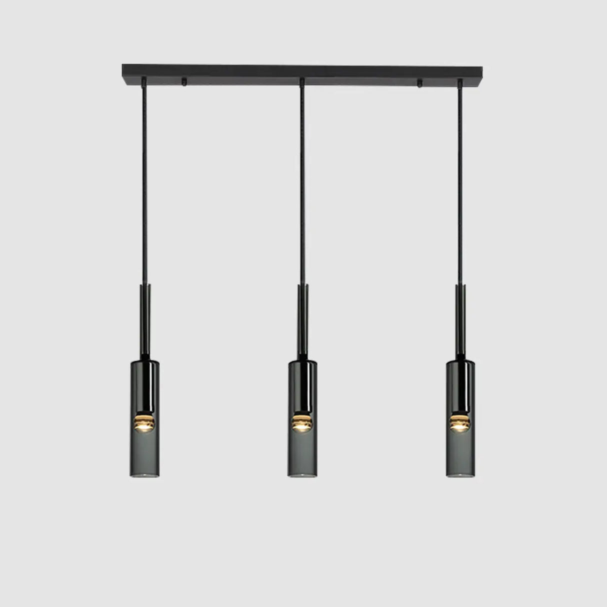Modern Cylindrical Glass Pendant Light for Kitchen Black Image - 10