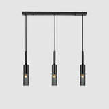 Modern Cylindrical Glass Pendant Light for Kitchen Black Image - 10