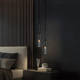 Modern Cylindrical Glass Pendant Light for Kitchen Black Image - 4