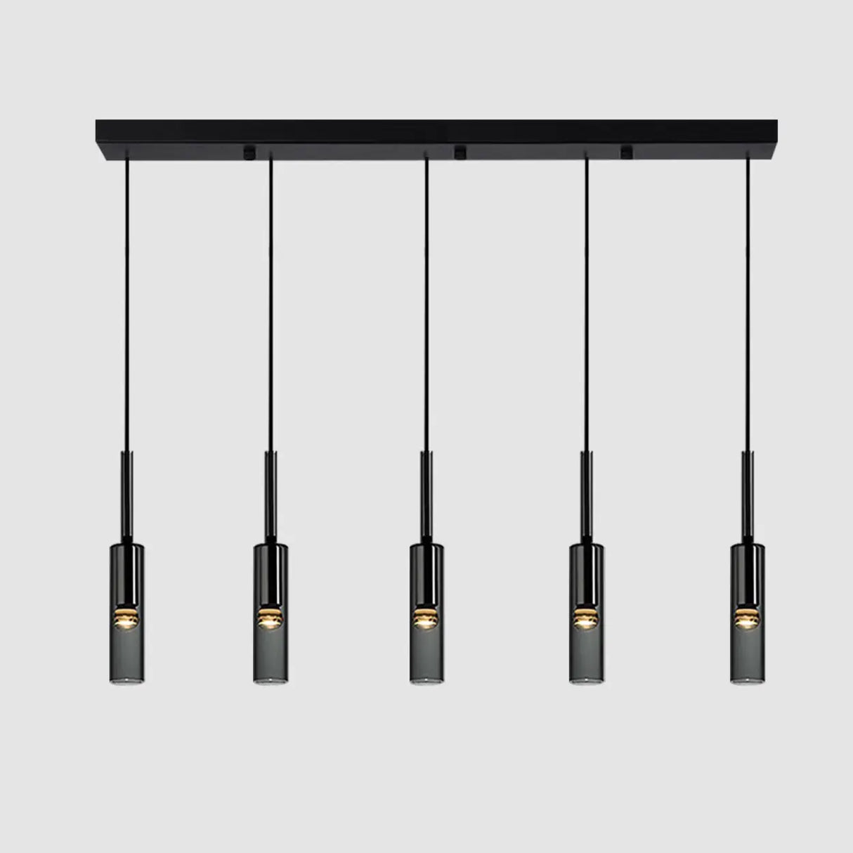 Modern Cylindrical Glass Pendant Light for Kitchen Black Image - 11