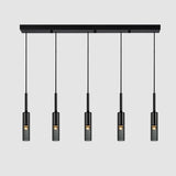 Modern Cylindrical Glass Pendant Light for Kitchen Black Image - 11